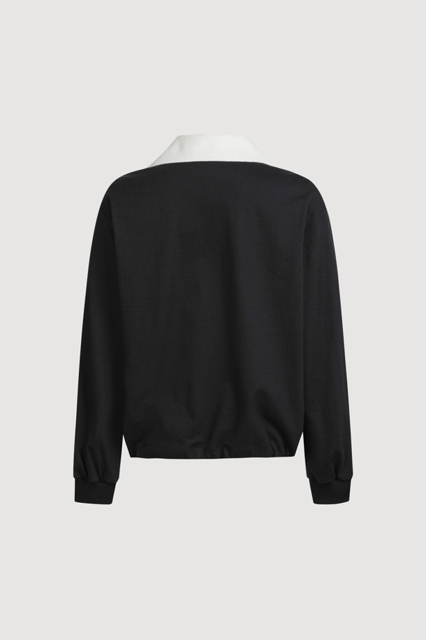 LUCKY CHOUETTE - 긴소매 티셔츠 - Coloring Bing Point Collar Long-sleeve T-shirt (dark navy)