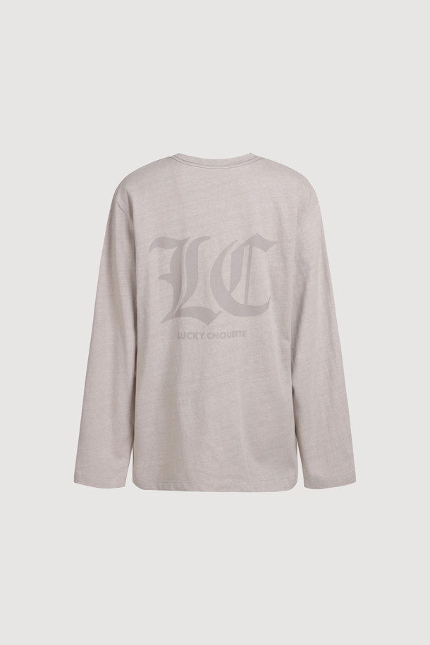 LUCKY CHOUETTE - 긴소매 티셔츠 - Pigment Loose-Fit Long-Sleeved T-shirt (light beige)