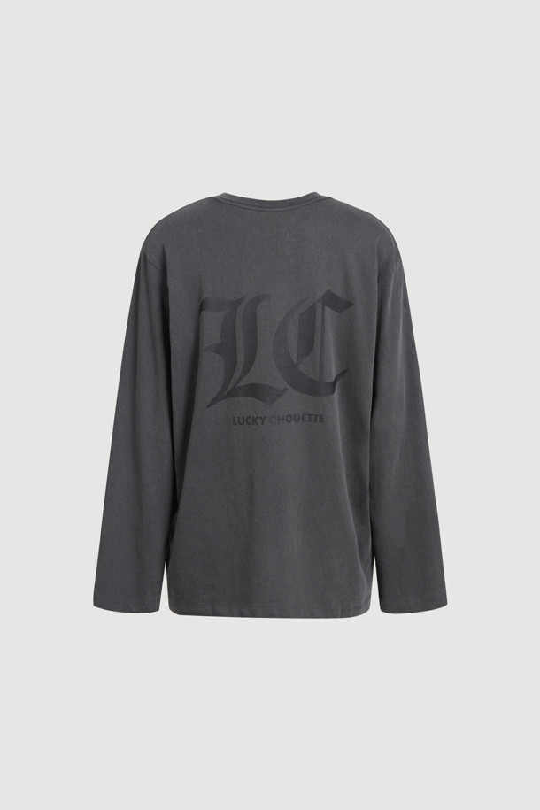 LUCKY CHOUETTE - 긴소매 티셔츠 - Pigment Loose-Fit Long-Sleeved T-shirt (dark grey)