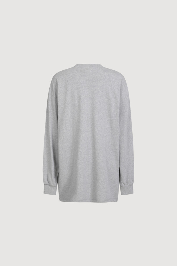 LUCKY CHOUETTE - 긴소매 티셔츠 - Print Point Long Length Long-Sleeved T-Shirt (melange grey)