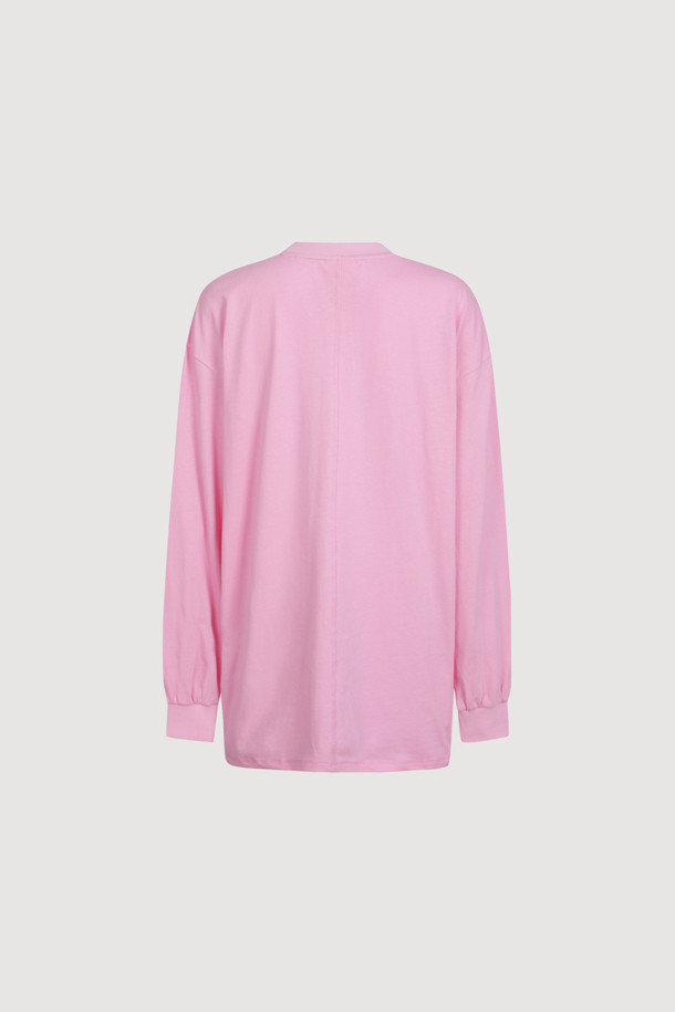 LUCKY CHOUETTE - 긴소매 티셔츠 - Print Point Long Length Long-Sleeved T-Shirt (pink)