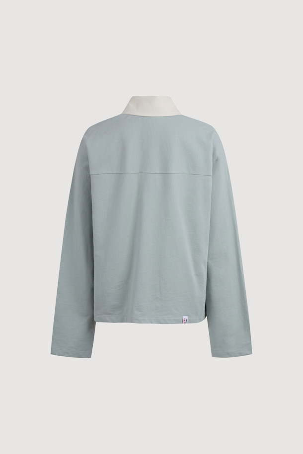 LUCKY CHOUETTE - 긴소매 티셔츠 - Embroidered Point Collar Long-sleeved T-shirt (mint)