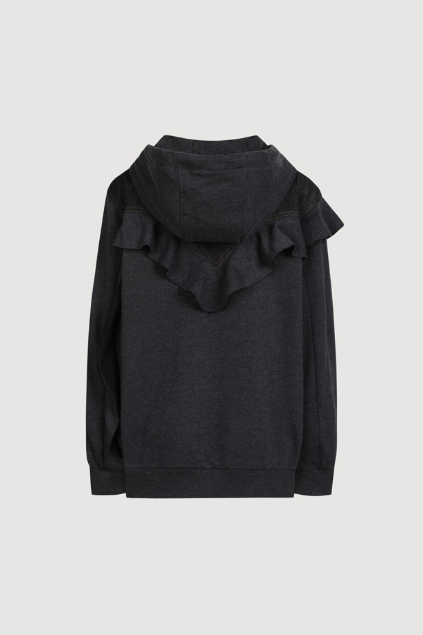 LUCKY CHOUETTE - 점퍼 - [Holiday Edition] Ruffle Jersey Hood Jumper (dark grey)