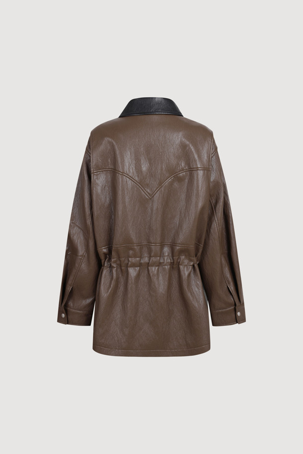 LUCKY CHOUETTE - 점퍼 - Utility Fake Leather Jumper (brown)