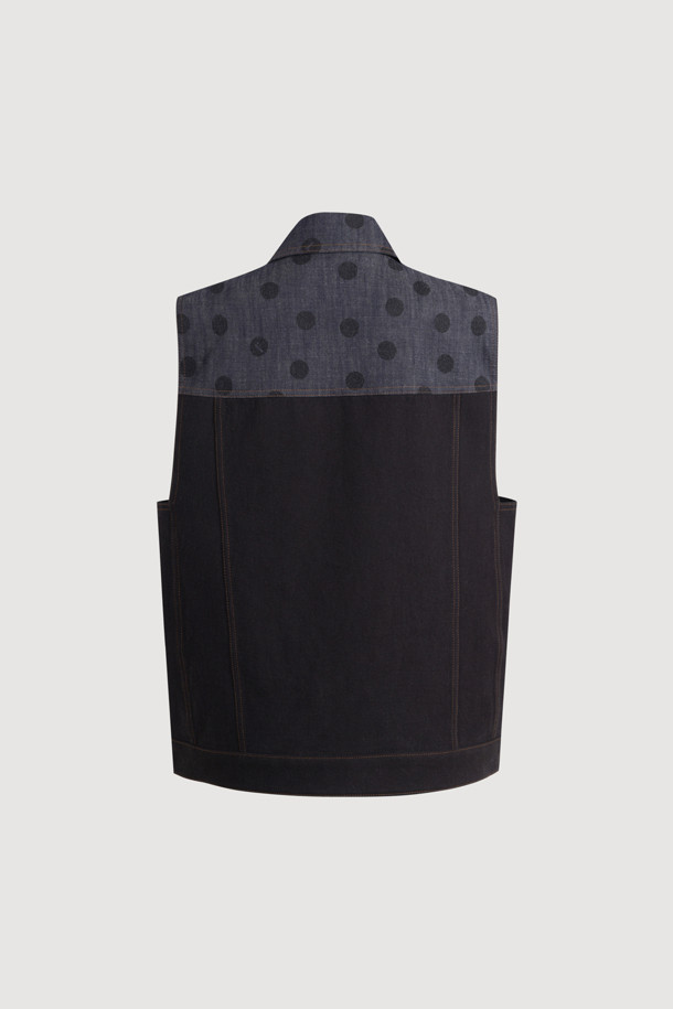 LUCKY CHOUETTE - 베스트 - [Atelier] Dot Print Vest (dark navy)