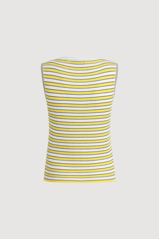 LUCKY CHOUETTE - 스웨터 - Stripe Knit Sleeveless Pullover (yellow)