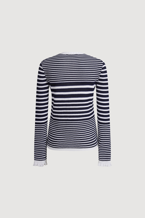 LUCKY CHOUETTE - 스웨터 - Stripe Slim Fit Pullover (dark navy)