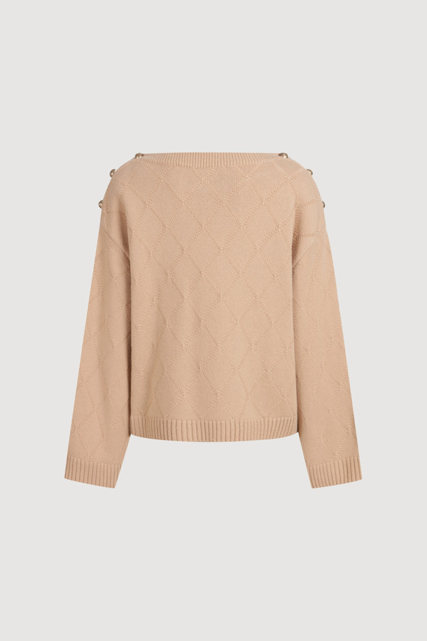 LUCKY CHOUETTE - 스웨터 - [Holiday Edition] Front Accentuated Knit Pullover (camel)