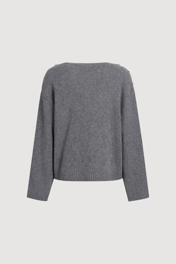 LUCKY CHOUETTE -  - [Re-Order] [Holiday Edition] Front Accentuated Knit Pullover (melange grey)