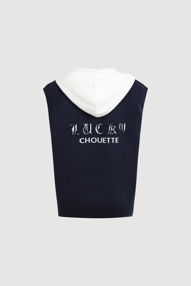 LUCKY CHOUETTE - 베스트 - Coloring Hooded Knit Vest (navy)