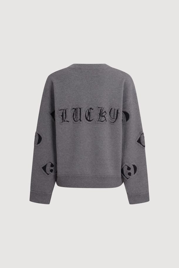 LUCKY CHOUETTE - 스웨터 - Emblem Weaves Knit Pullover (grey)