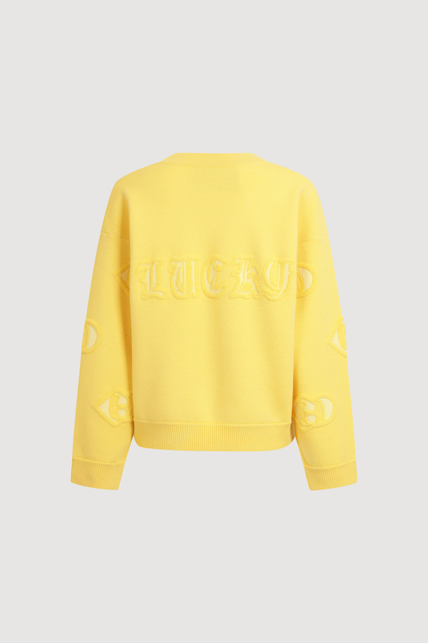 LUCKY CHOUETTE - 스웨터 - Emblem Weaves Knit Pullover (yellow)