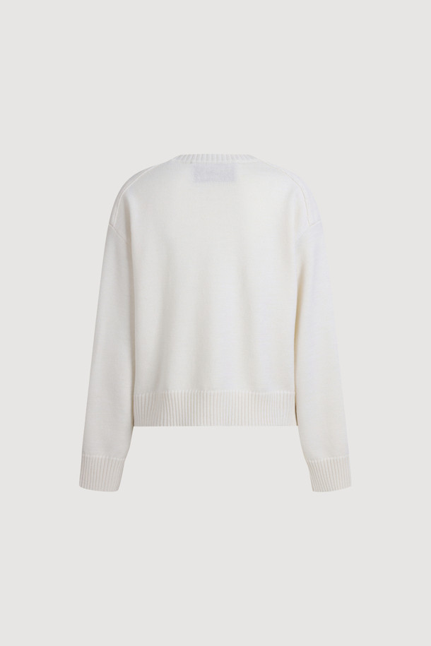 LUCKY CHOUETTE - 스웨터 - Intarsia Chouette Round Neck Pullover (ivory)