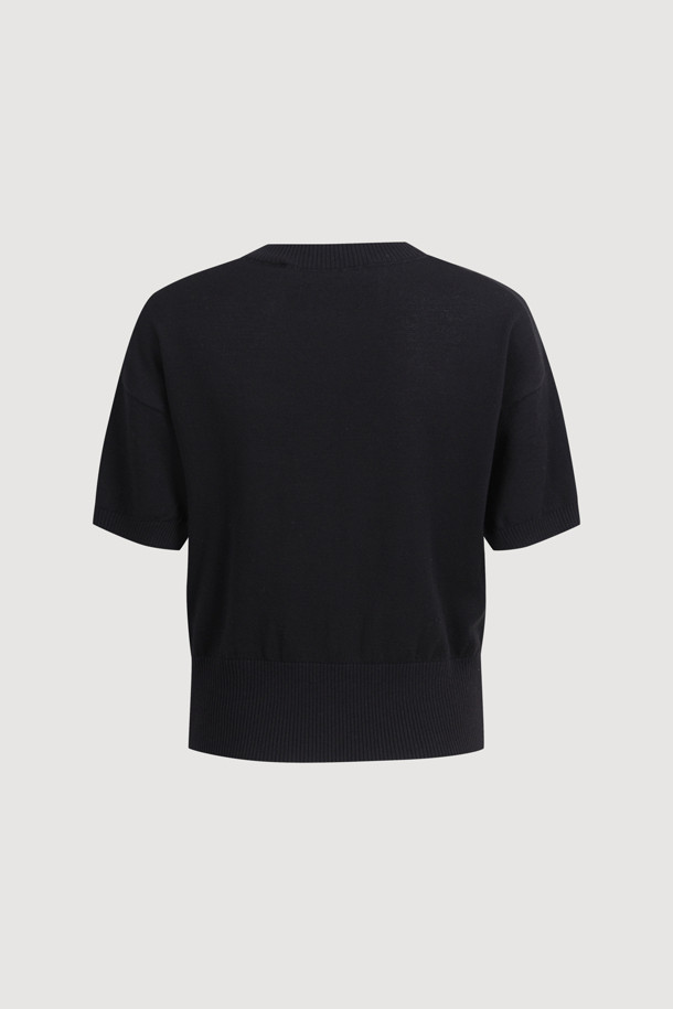 LUCKY CHOUETTE - 가디건 - Essential Half Sleeve Knit Cardigan (black)