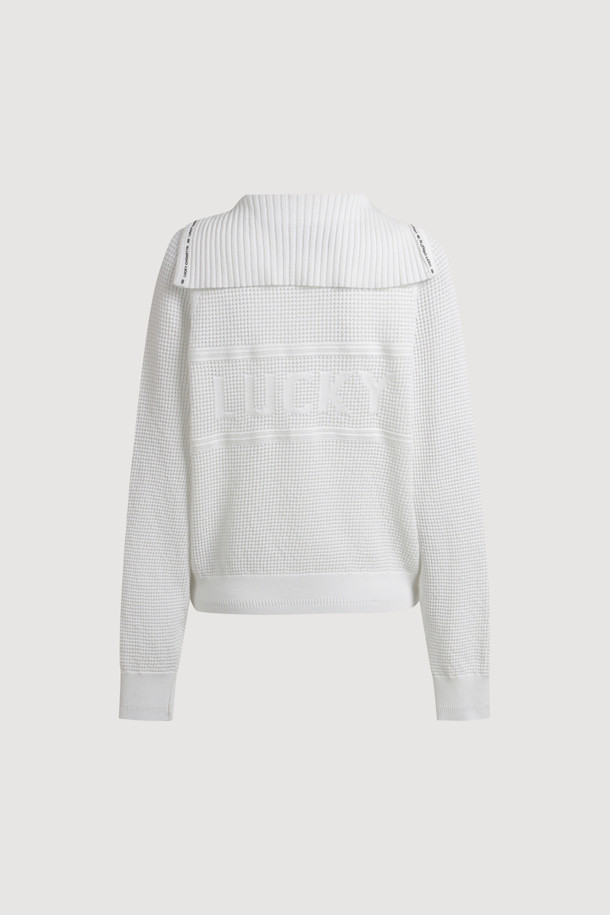LUCKY CHOUETTE - 가디건 - Sailor Crochet Knit Cardigan (ivory)