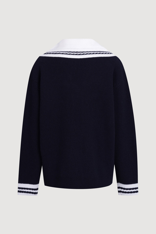 LUCKY CHOUETTE - 가디건 - Mini Sailor Knit Cardigan (navy)