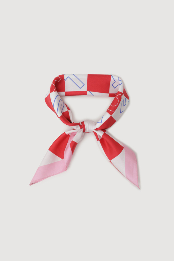 LUCKY CHOUETTE - 스카프/머플러 - Square Checked Scarf (red)