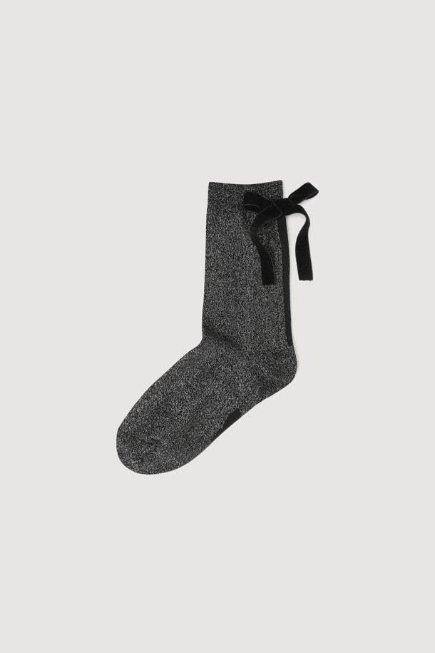 LUCKY CHOUETTE - 양말 - [Holiday Edition] Ribbon Decorated Metal Socks (black)