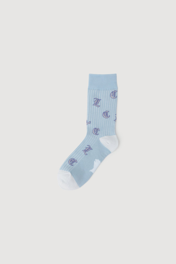 LUCKY CHOUETTE - 양말 - Lettering Jacquard Socks (mint)