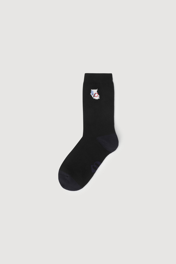 LUCKY CHOUETTE - 양말 - Chouette Embroidery Socks (black)