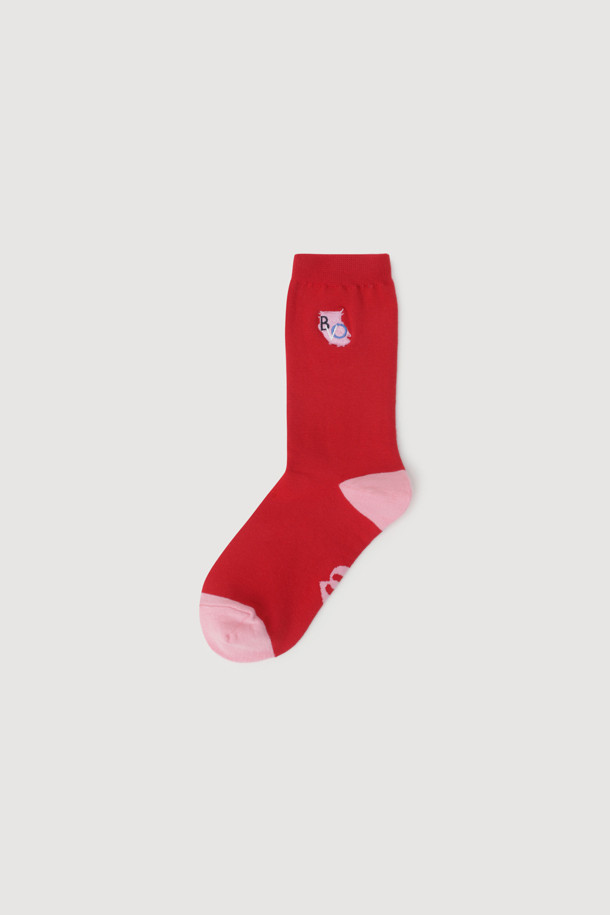 LUCKY CHOUETTE - 양말 - Chouette Embroidery Socks (red)