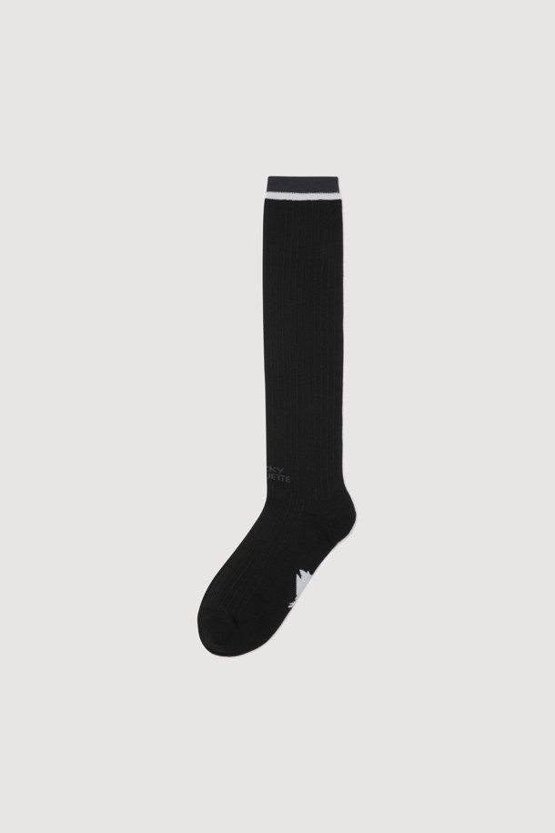 LUCKY CHOUETTE - 양말 - Lettering Point Knee Socks (black)