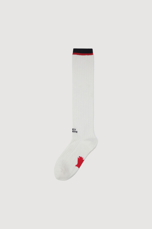 LUCKY CHOUETTE - 양말 - Lettering Point Knee Socks (ivory)