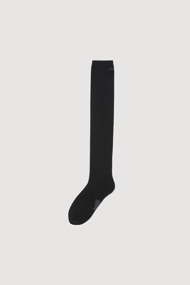 LUCKY CHOUETTE - 양말 - Lettering Point Over Knee Socks (black)