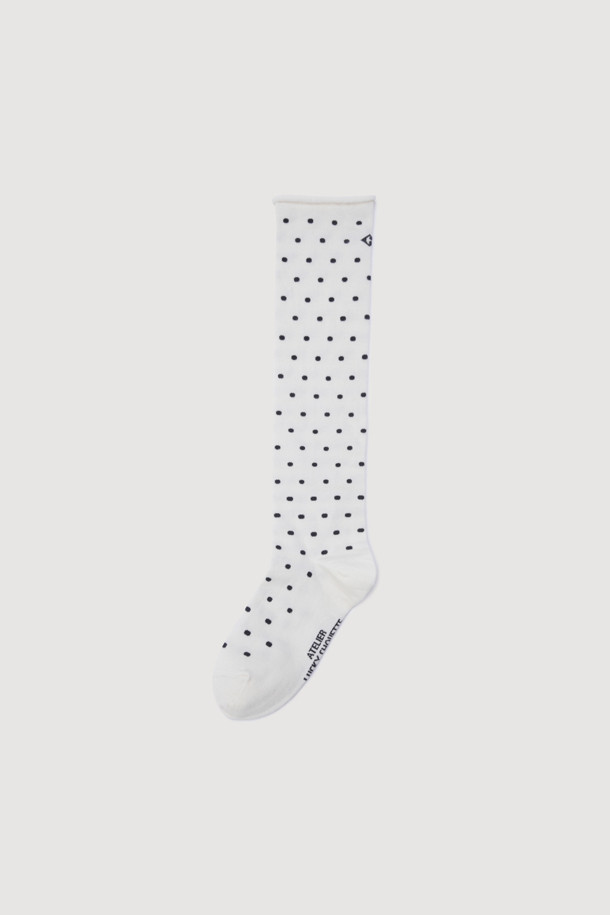 LUCKY CHOUETTE - 양말 - A-Dot Knee-Socks (ivory)