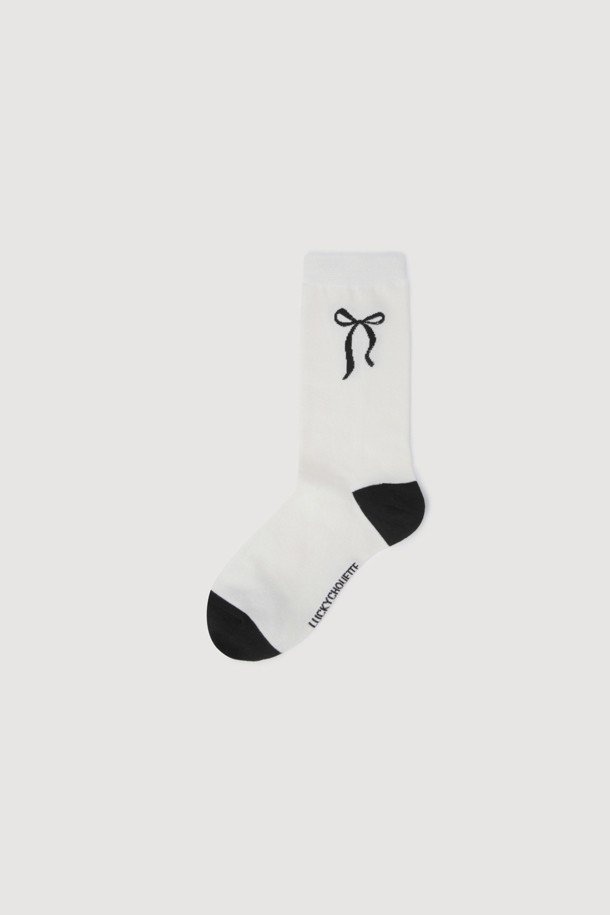 LUCKY CHOUETTE - 양말 - Ribbon Point Socks(white)