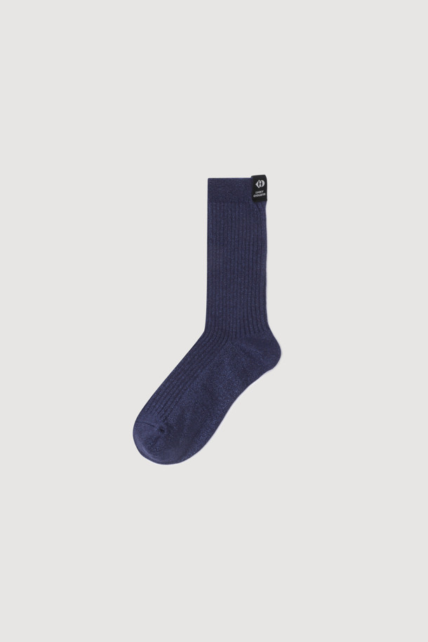 LUCKY CHOUETTE - 양말 - Label Decorated Metal Socks(navy)