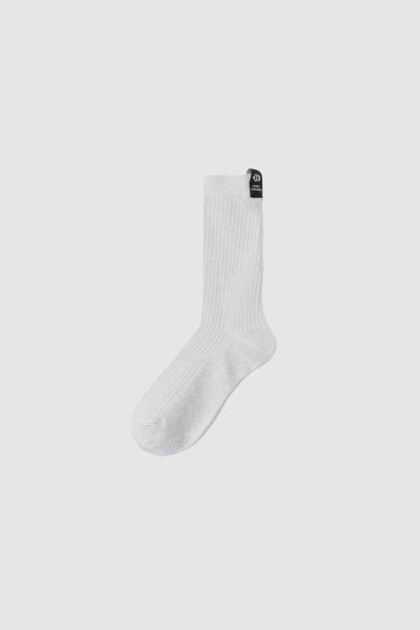 LUCKY CHOUETTE - 양말 - Label Decorated Metal Socks(silver)
