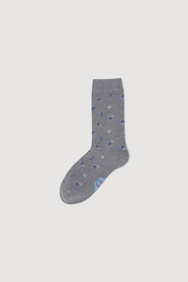 LUCKY CHOUETTE - 양말 - Flower Pattern Socks(melange grey)