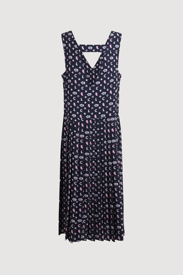 LUCKY CHOUETTE - 원피스 - Symbol Printing Pleats Sleeveless Dress