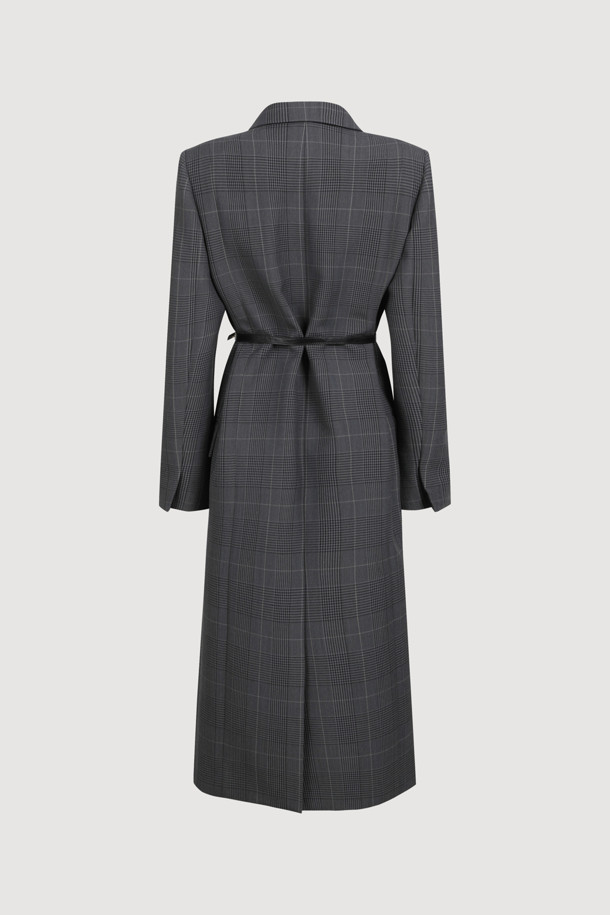 LUCKY CHOUETTE - 자켓 - Belted Long Check Jacket