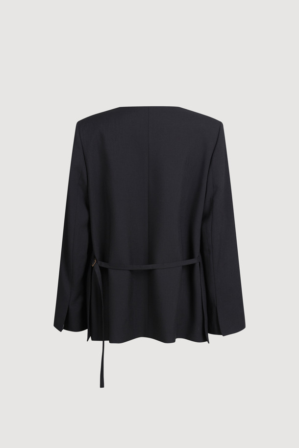 LUCKY CHOUETTE - 자켓 - Collarless Back Strap Jacket (black)