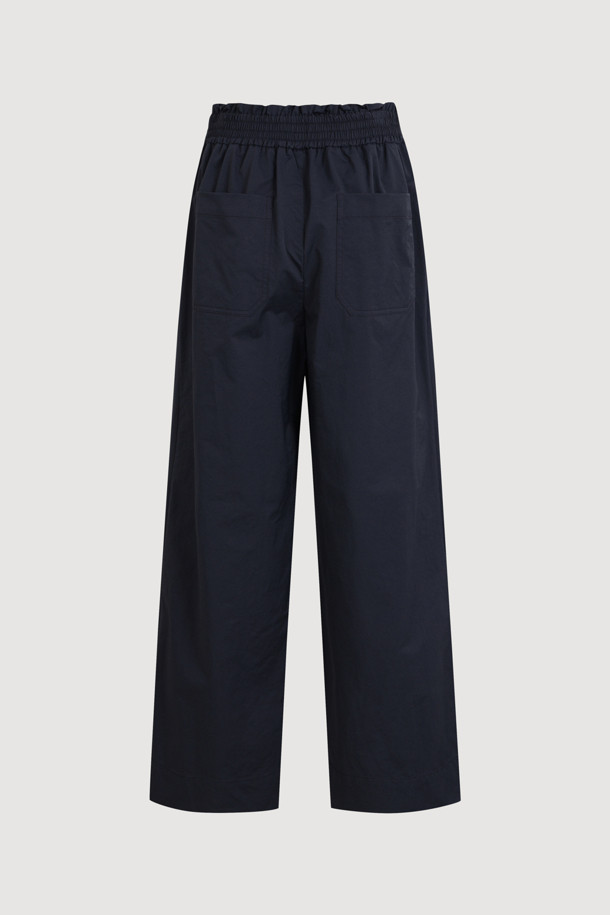 LUCKY CHOUETTE - 스커트/팬츠 - 2 Pintuck Banding Belt Wide Pants (dark navy)