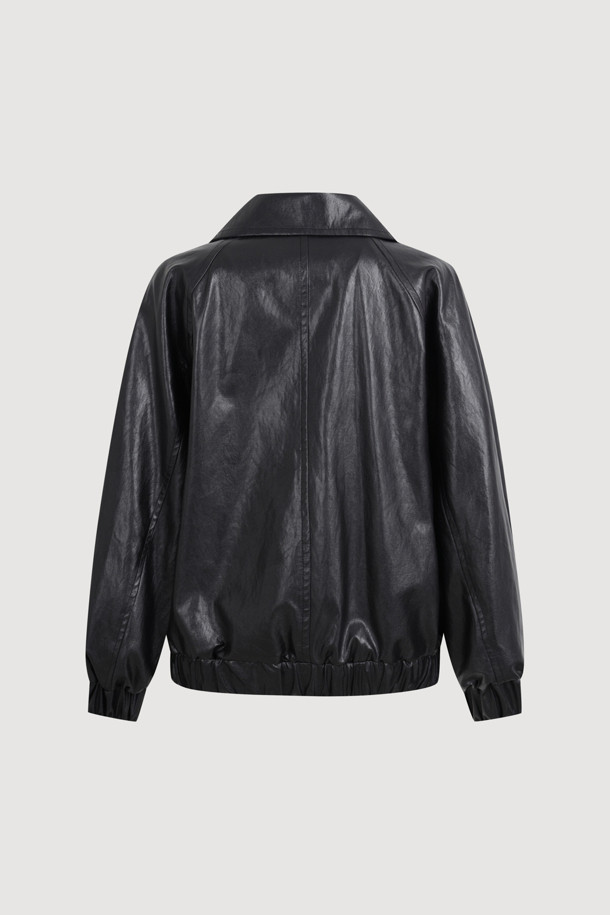 LUCKY CHOUETTE - 점퍼 - Leather Blouson Jumper (black)