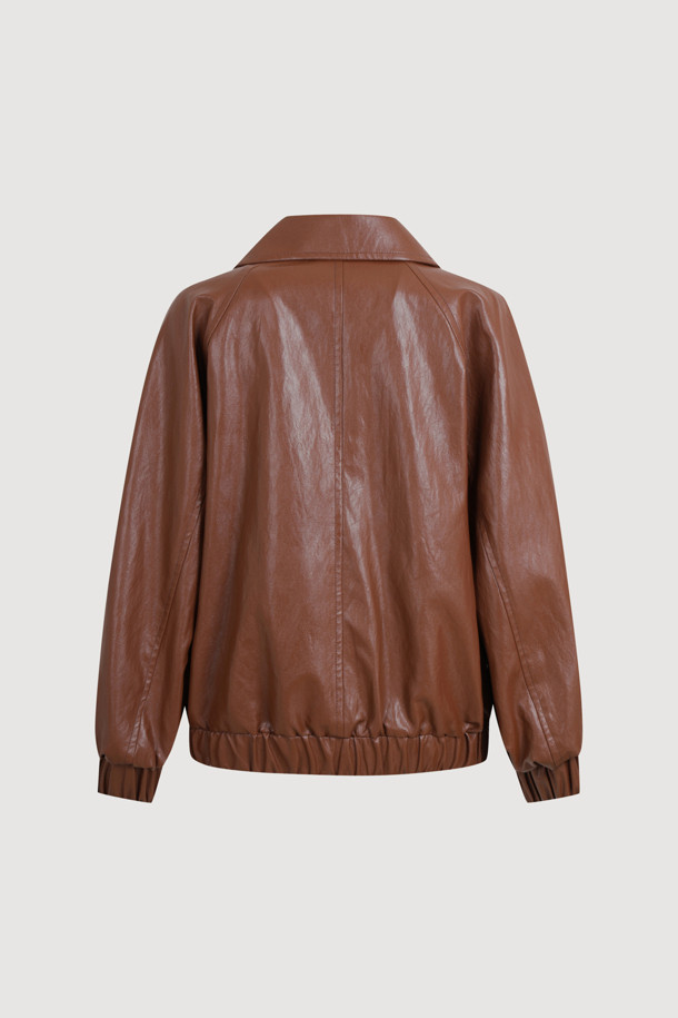 LUCKY CHOUETTE - 점퍼 - Leather Blouson Jumper (camel)