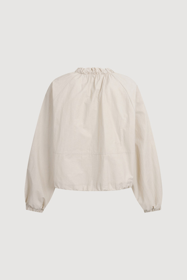 LUCKY CHOUETTE - 점퍼 - Frill Neckless Zip-up Jumper (light beige)