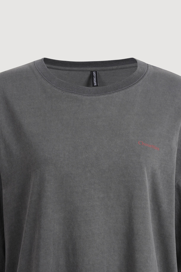 LUCKY CHOUETTE - 반소매 티셔츠 - Chouetties by LUCKY CHOUETTE_Back Print Loose Fit Short T-shirt (dark grey)
