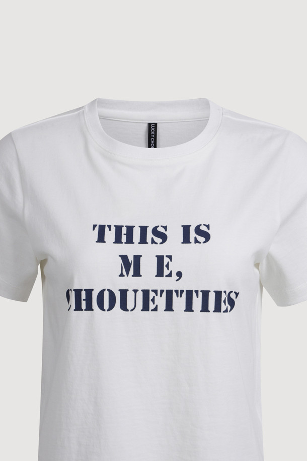 LUCKY CHOUETTE - 반소매 티셔츠 - Chouetties by LUCKY CHOUETTE_Lettering Slim Fit Half Sleeve T-shirt (white)