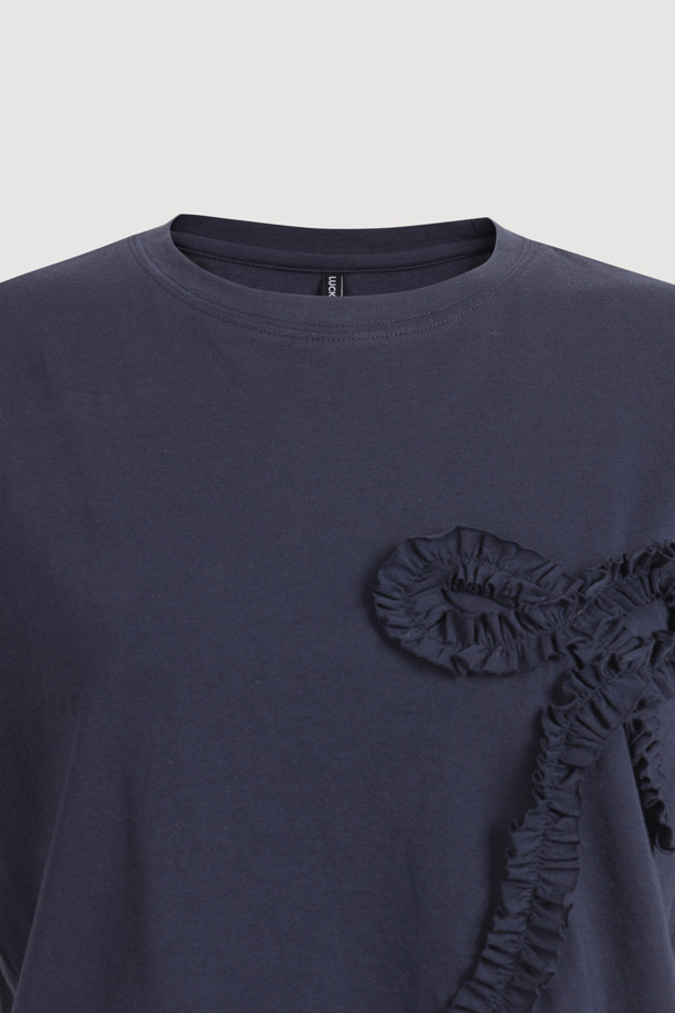 LUCKY CHOUETTE - 반소매 티셔츠 - Chouetties by LUCKY CHOUETTE_Ribbon Point Half Sleeve T-shirt (navy)