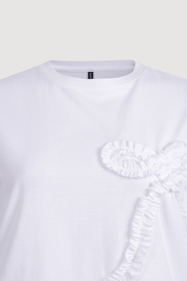LUCKY CHOUETTE - 반소매 티셔츠 - Chouetties by LUCKY CHOUETTE_Ribbon Point Half Sleeve T-shirt (white)