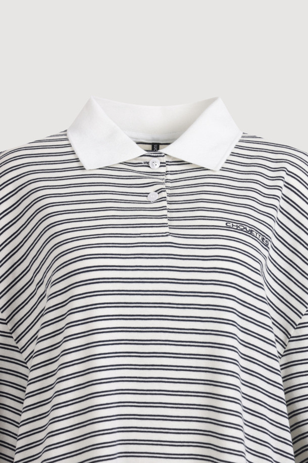 LUCKY CHOUETTE - 반소매 티셔츠 - Chouetties by LUCKY CHOUETTE_Stripe Pique Half Sleeve T-shirt (dark navy)