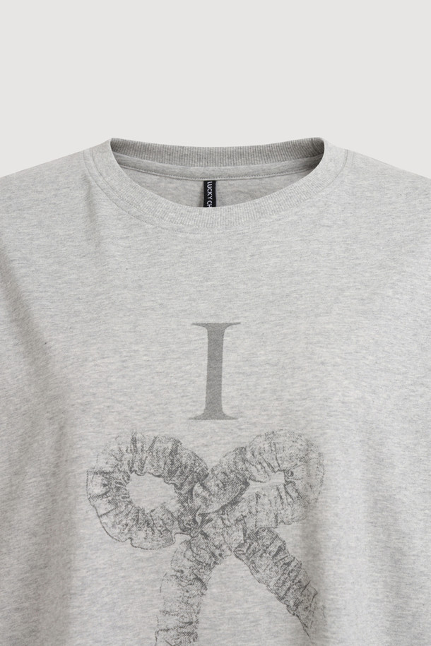 LUCKY CHOUETTE - 반소매 티셔츠 - Chouetties by LUCKY CHOUETTE_Graphic Semi Over Fit Half Sleeve T-shirt (melange grey)