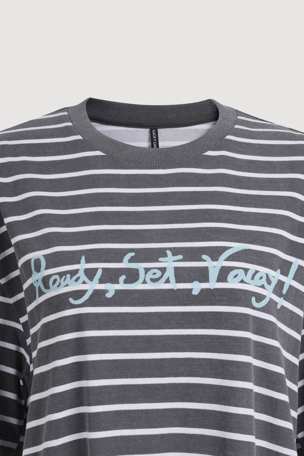 LUCKY CHOUETTE - 반소매 티셔츠 - Chouetties by LUCKY CHOUETTE_Lettering Basic Fit Half Sleeve T-shirt (grey)