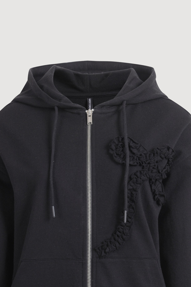 LUCKY CHOUETTE - 점퍼 - Chouetties by LUCKY CHOUETTE_Ribbon Point Hood Jumper (black)