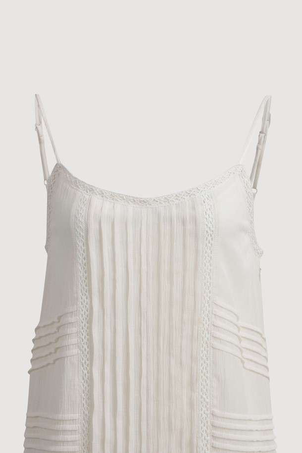 LUCKY CHOUETTE - 민소매 원피스 - Tuck Slip Dress (ivory)