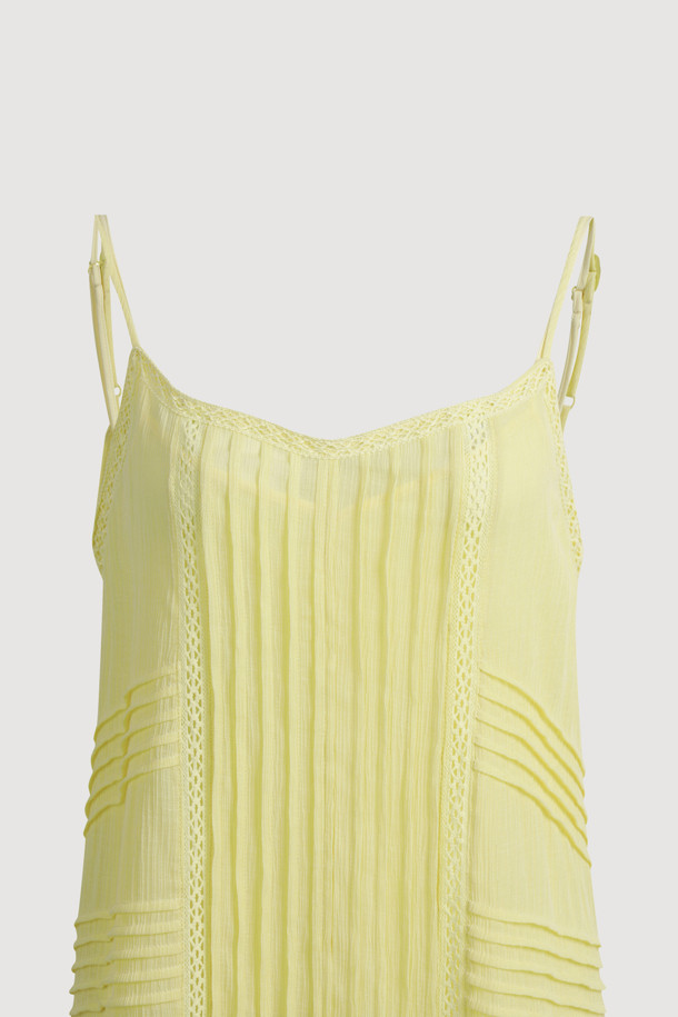 LUCKY CHOUETTE - 민소매 원피스 - Tuck Slip Dress (yellow)